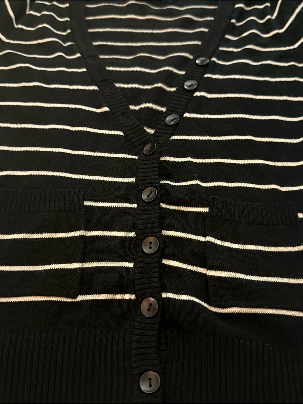 SWS Black & White Striped Button Front Cardigan Size S/P